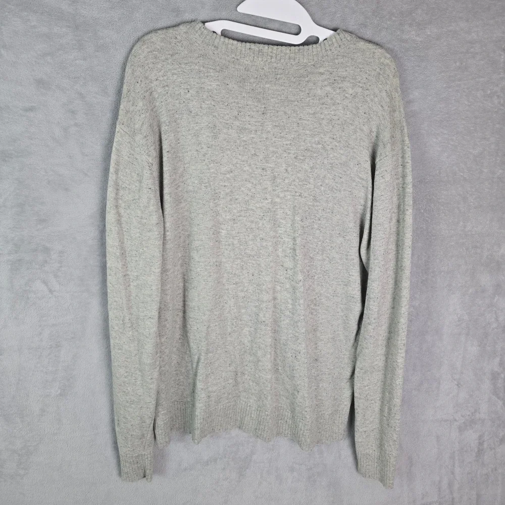 Smartwool Mens Merino Wool Blend V-Neck Sweater Gray Heather Flecked Size M